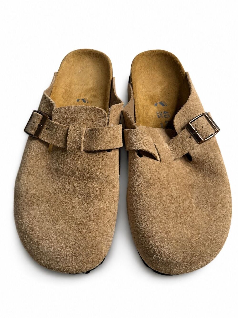 Birkenstock Boston Suede Taupe Tan Clogs Size 40 Ladies 9 Men’s 6